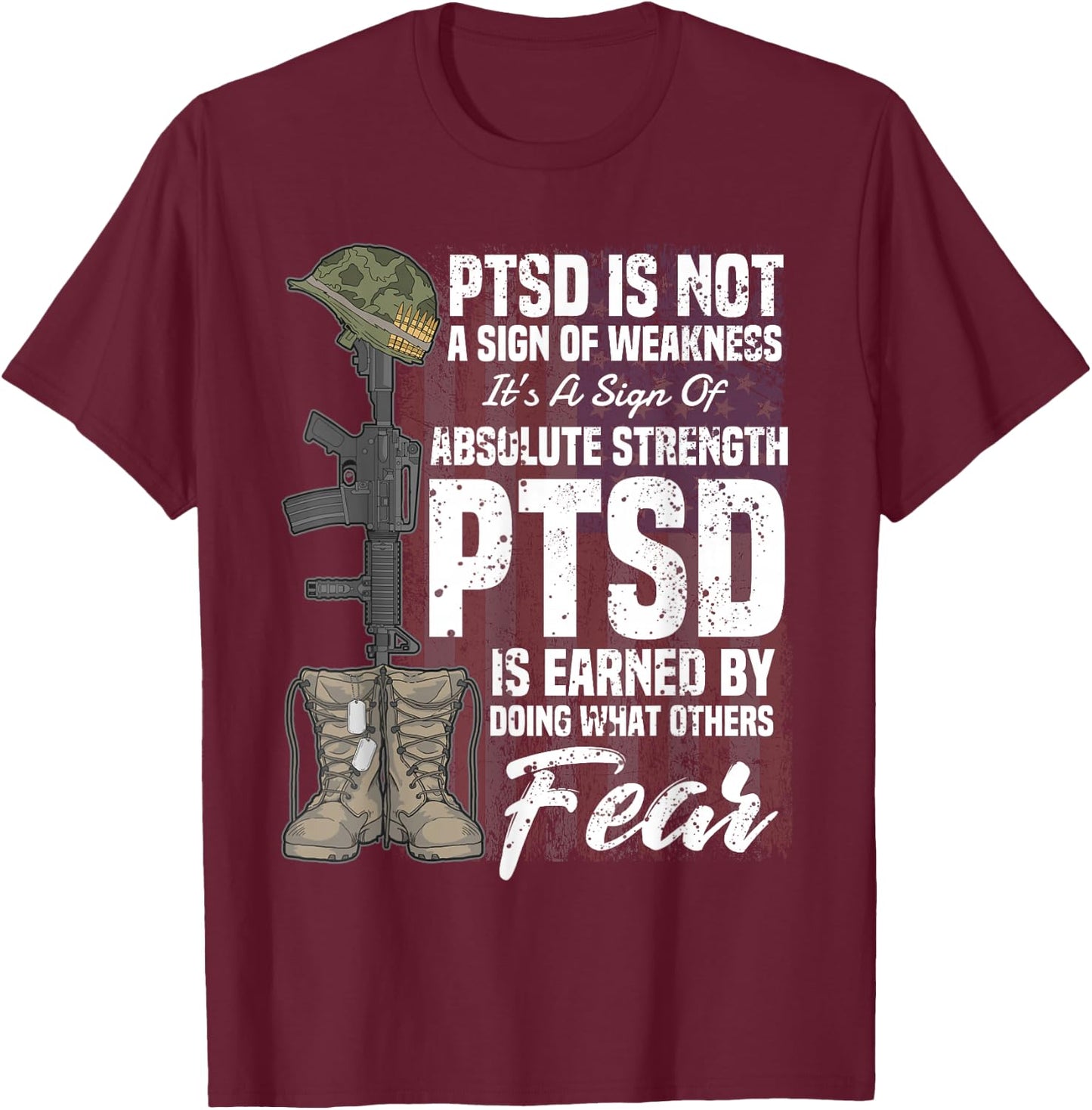 PTSD Awareness Gifts Psychical Wounds Search T-Shirt - T-Shirt | Maroon