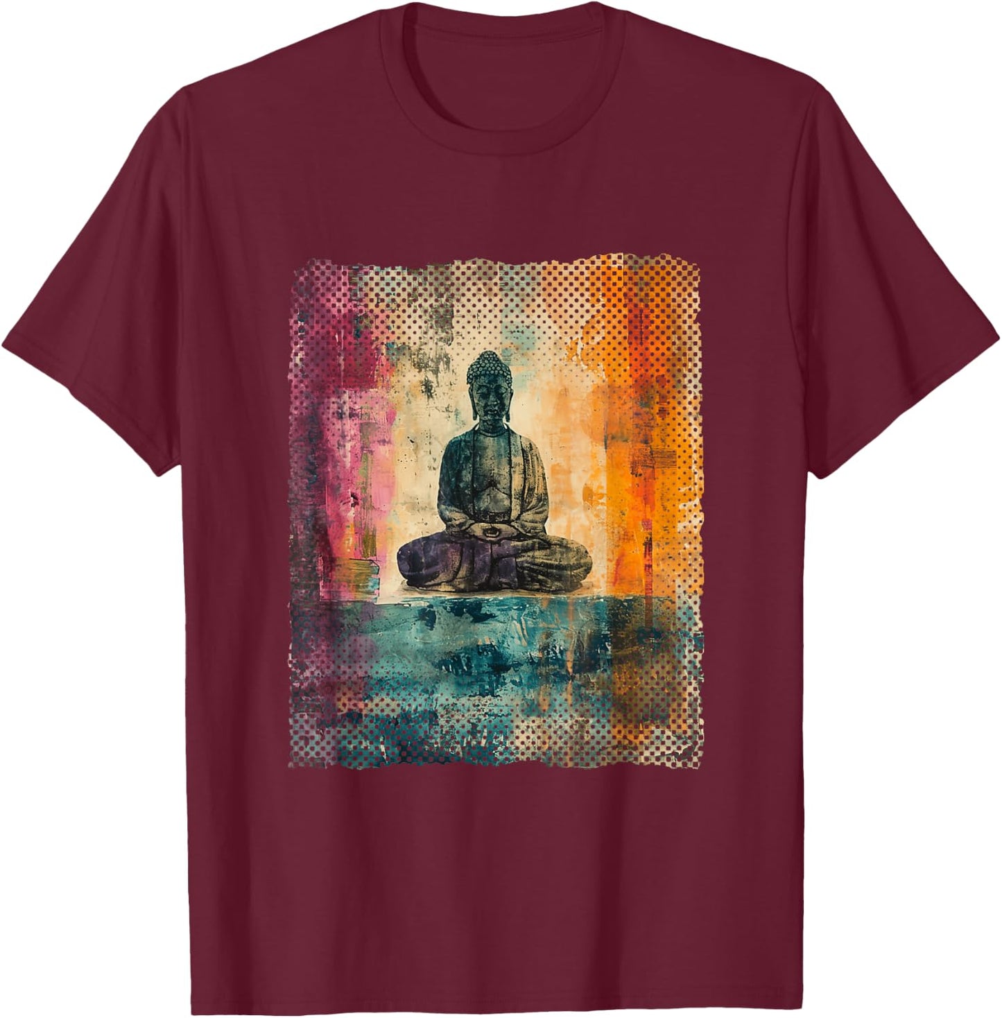 Zen Buddha Meditation Streetwear T-Shirt - T-Shirt | Maroon