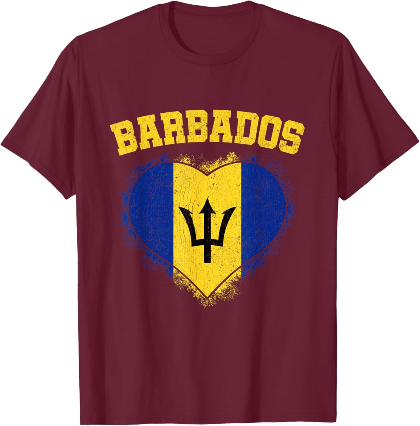 Barbados Heart Flag Barbados Lover Barbadian Pride T-Shirt - T-Shirt | Maroon