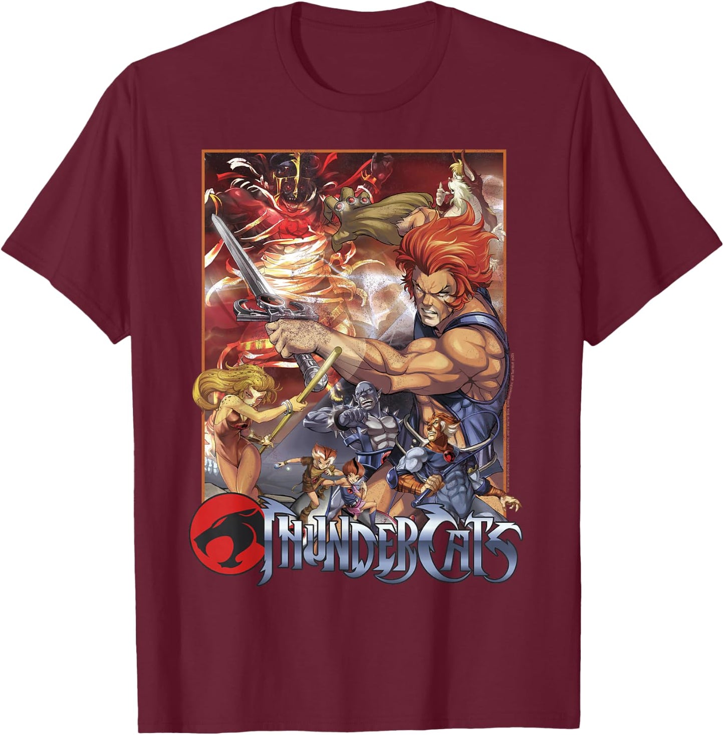 ThunderCats Adult Vintage , Black, Short Sleeve, Small T-Shirt - T-Shirt | Maroon