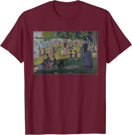 Sunday Afternoon on the Island of La Grande Jatte Seurat Art T-Shirt - T-Shirt | Maroon