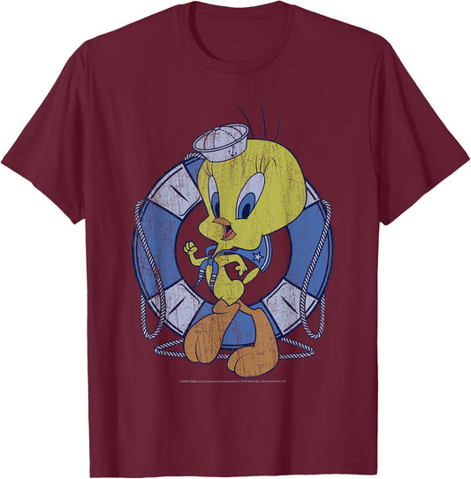 Looney Tunes Tweety Bird Sailor Portrait T-Shirt - T-Shirt | Maroon