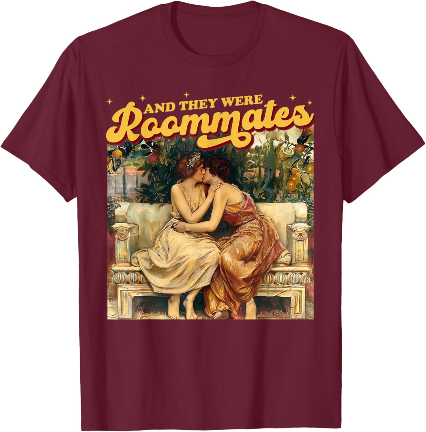 And They Were Roommates Lesbian Pride Month LGBTQ Queer T-Shirt - T-Shirt | Maroon