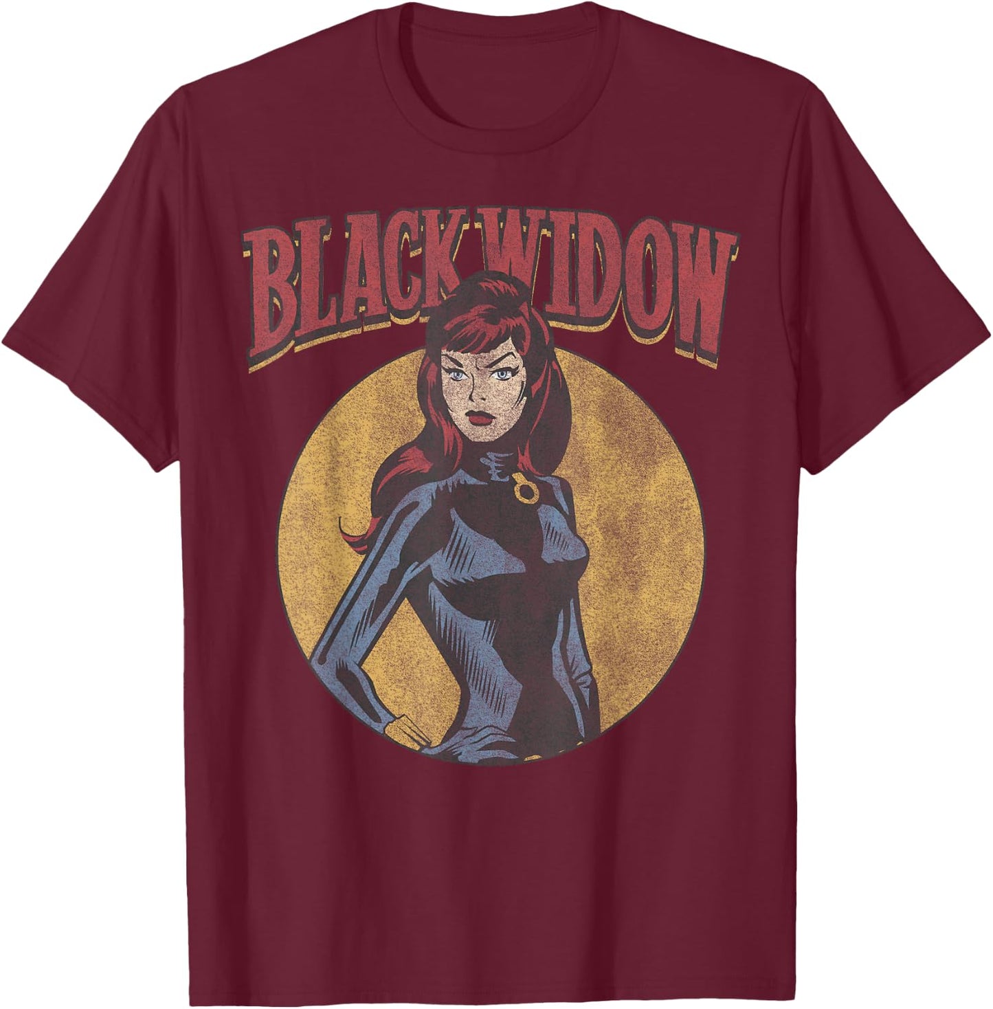 Marvel Black Widow Retro Circle Portrait Small T-Shirt - T-Shirt | Maroon