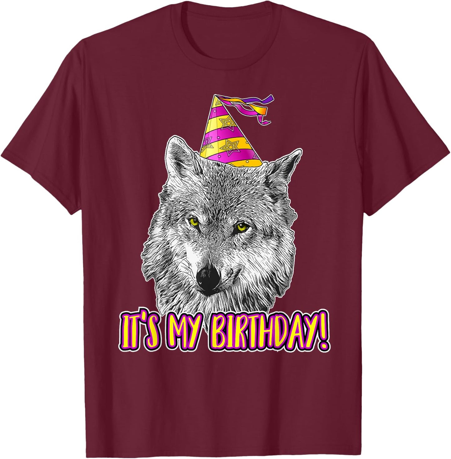 Wolf Birthday Themed Party Wolves Theme Girl Wolf Lover T-Shirt - T-Shirt | Maroon