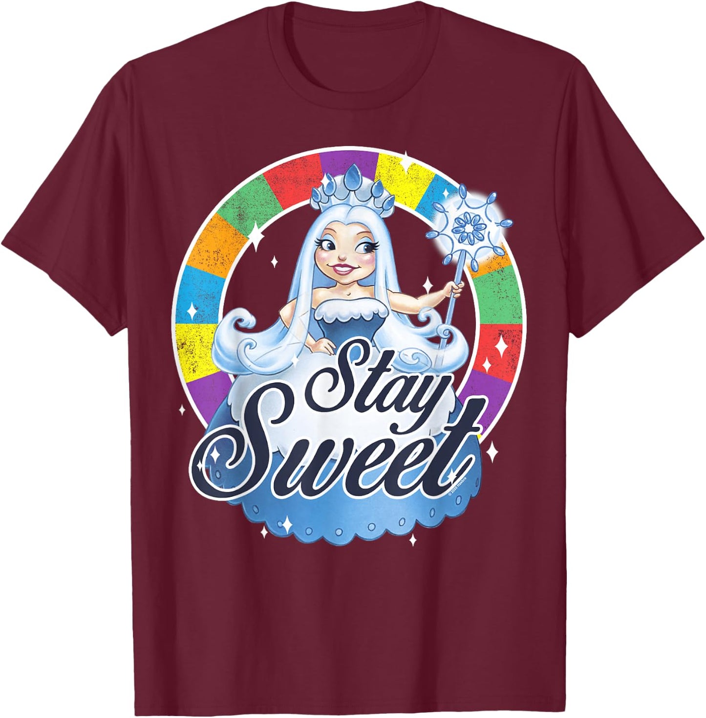Candy Land Stay Sweet Princess Frostine Game Wheel Logo T-Shirt - T-Shirt | Maroon