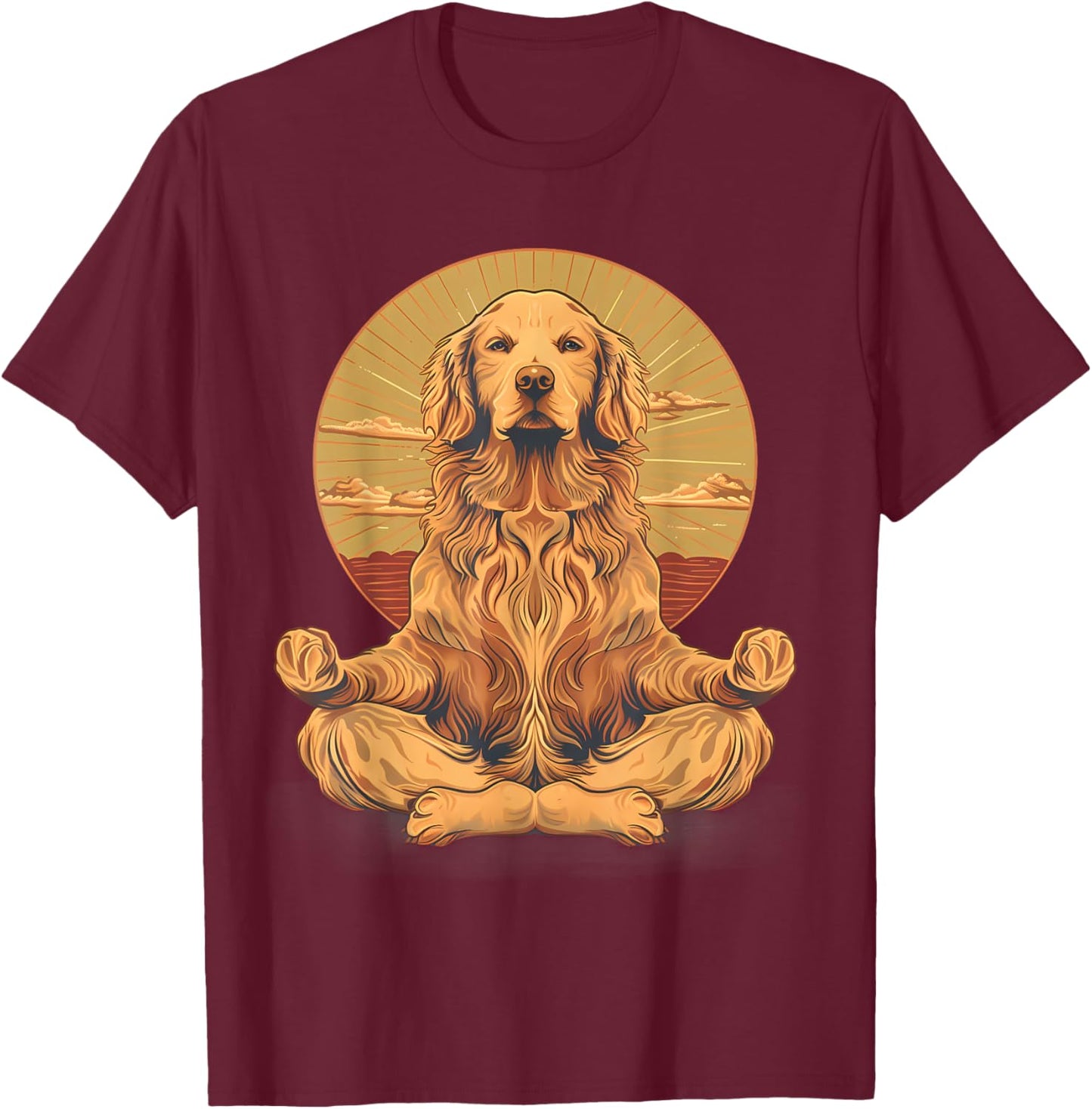 Dog Meditation Buddhist Spirituality Zen Buddha Hindu T-Shirt - T-Shirt | Maroon
