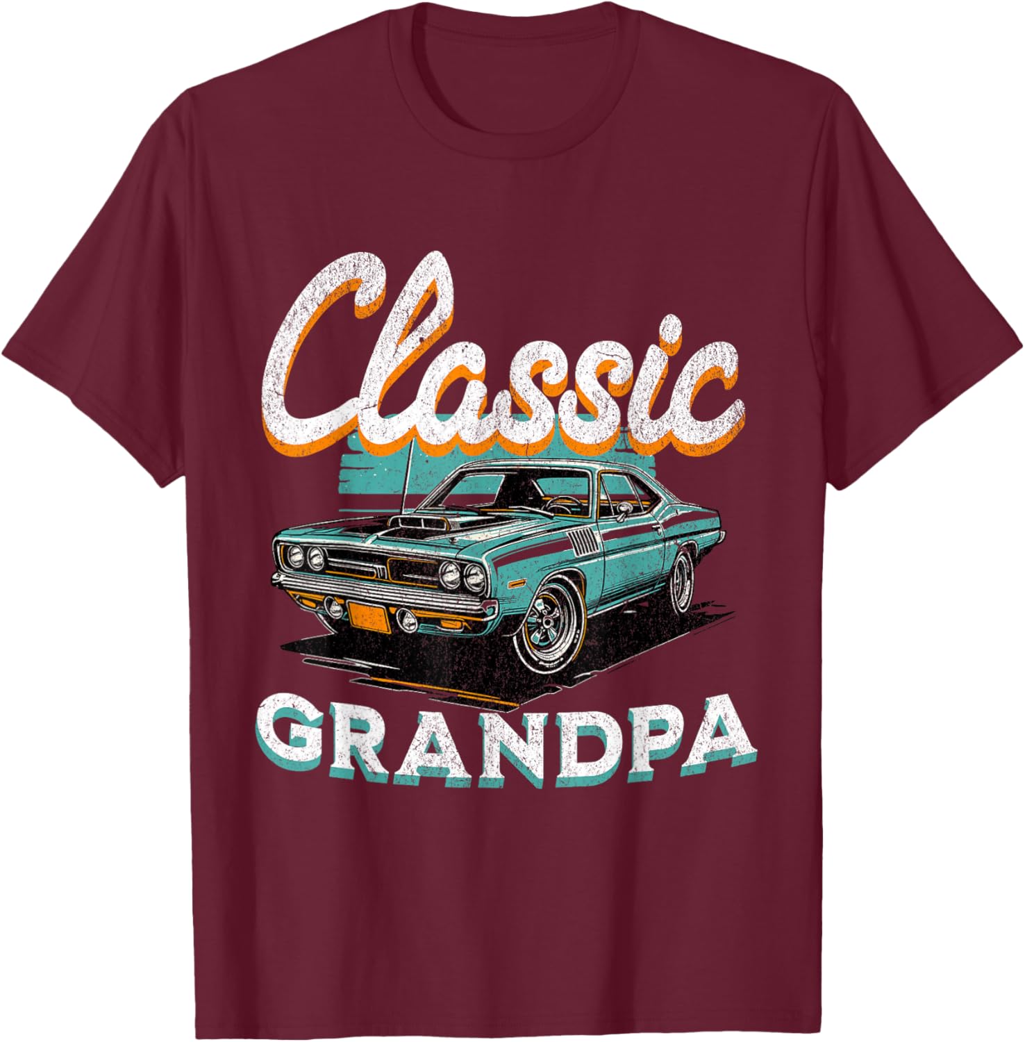 Vintage Funny Grandpa Classic Car Graphic Father's Day T-Shirt - T-Shirt | Maroon