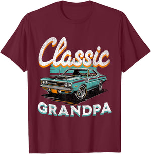 Vintage Funny Grandpa Classic Car Graphic Father's Day T-Shirt - T-Shirt | Maroon
