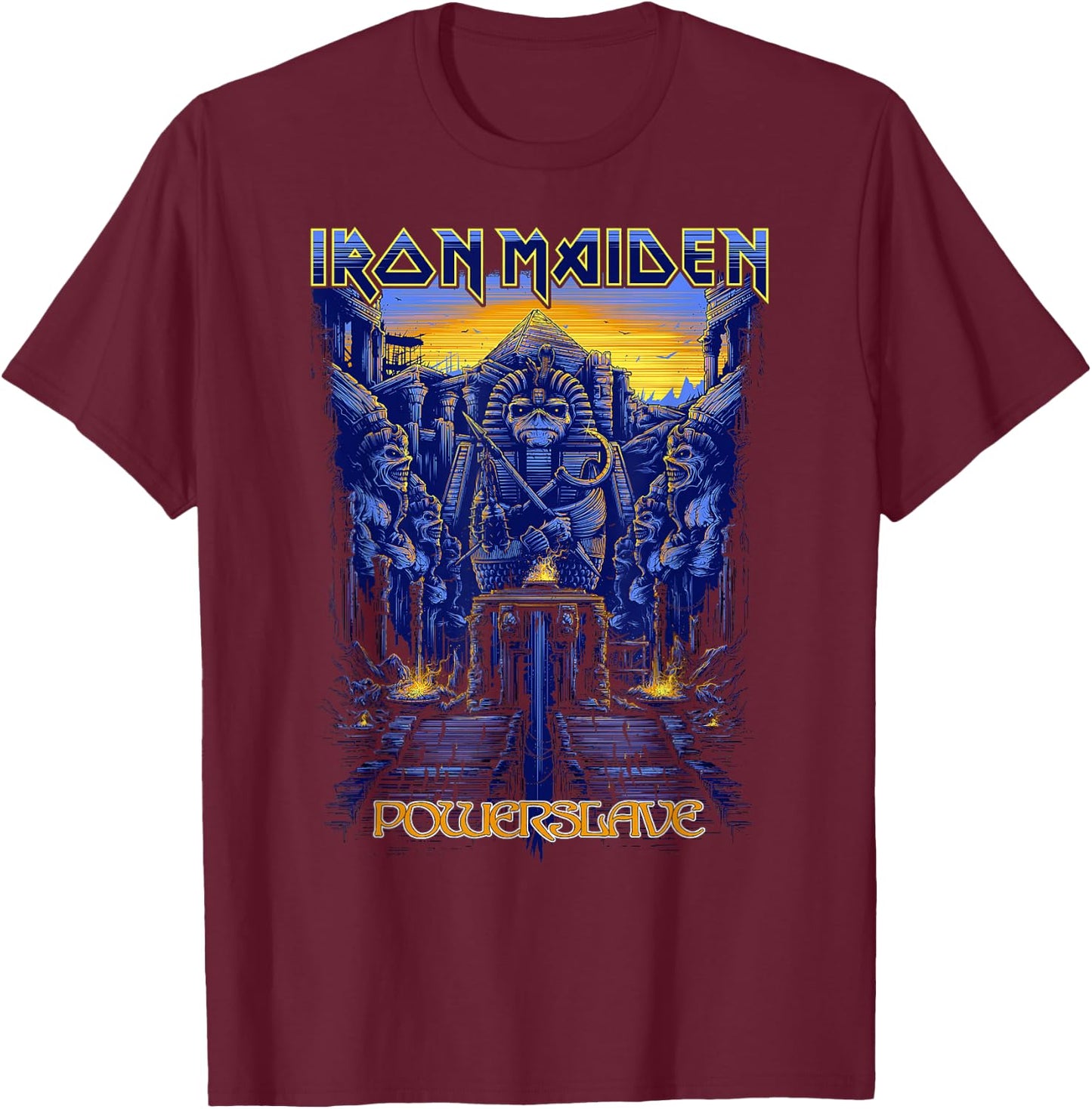 Iron Maiden - Powerslave Rework Dark Ink T-Shirt - T-Shirt | Maroon