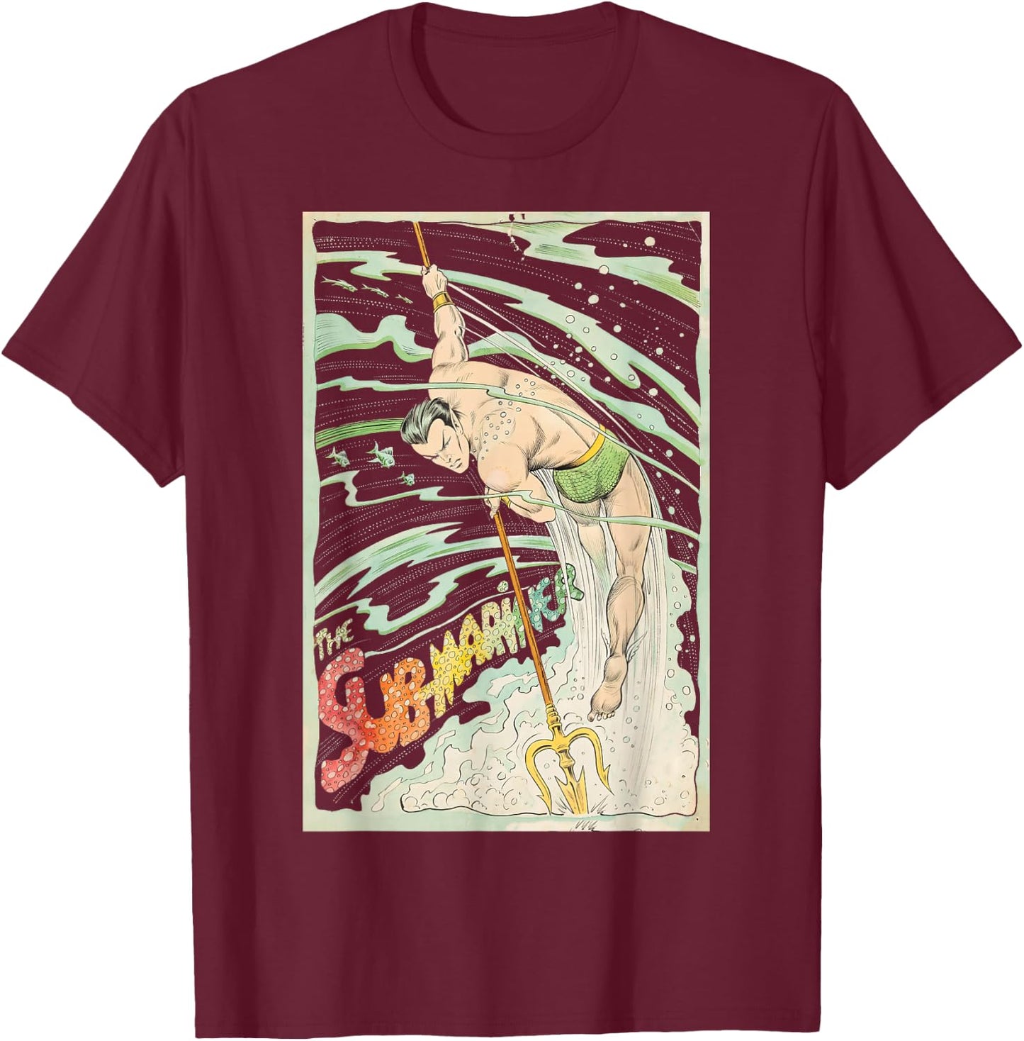 Marvel Namor The Sub-Mariner Cyclone Portrait T-Shirt - T-Shirt | Maroon