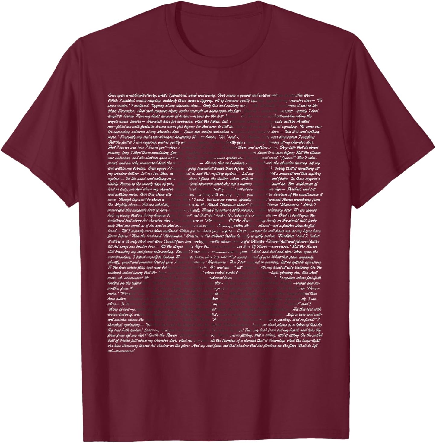 Gothic Edgar Allen Poe The Raven Nevermore T-Shirt - T-Shirt | Maroon
