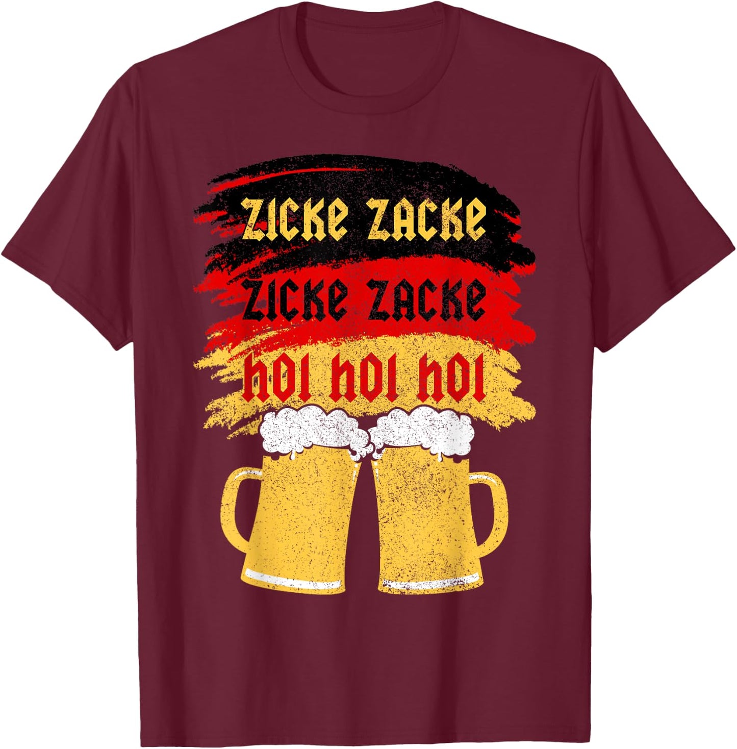 Zicke Zacke Hoi Germany Beer Party Mallorca Drinking T-Shirt - T-Shirt | Maroon