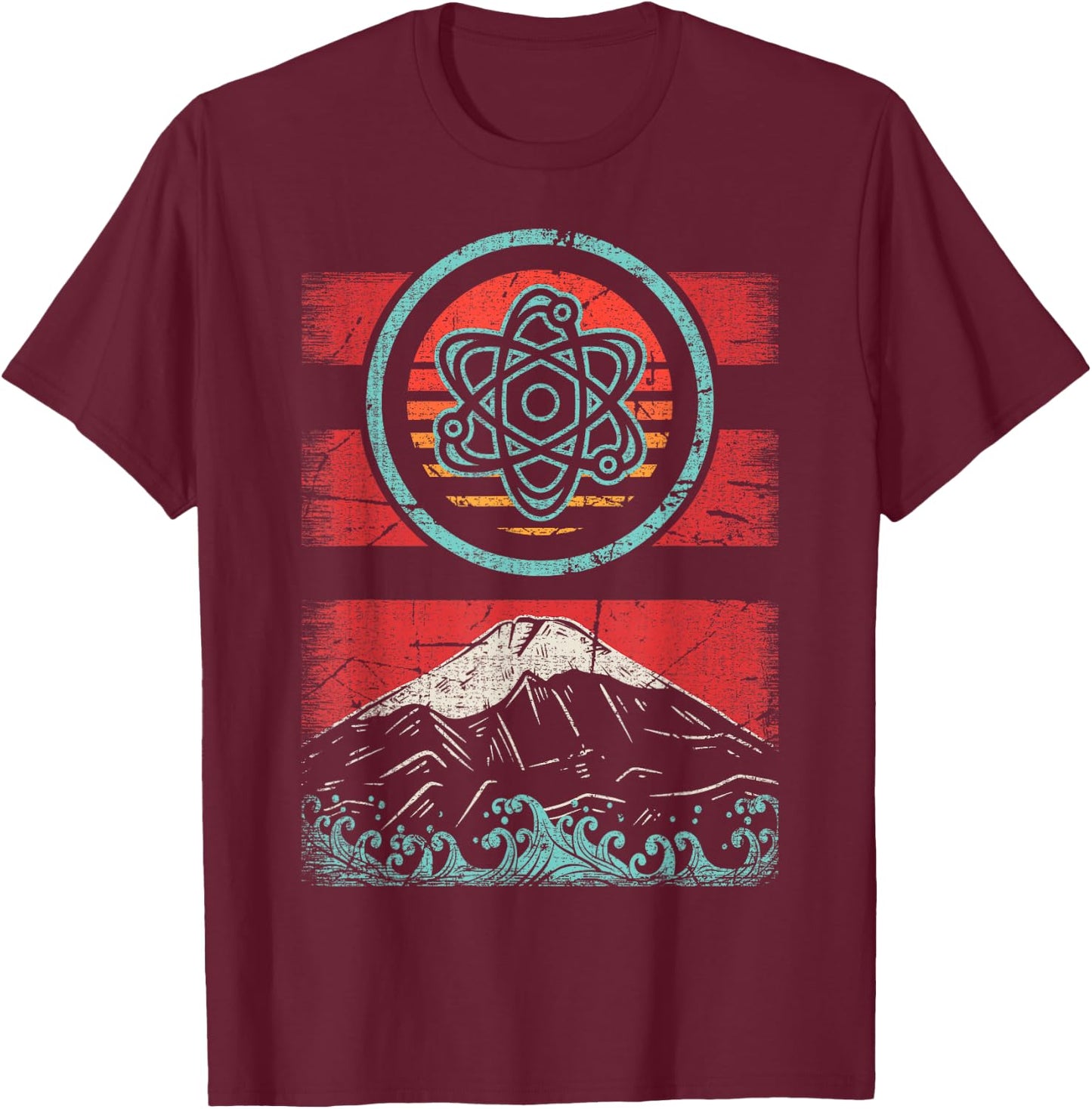 Atom Retro Vintage 80s Style Physics Teacher Gift T-Shirt - T-Shirt | Maroon