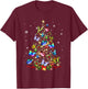 Butterfly Christmas Tree Lights Girl Xmas Cute Butterfly T-Shirt - T-Shirt | Maroon