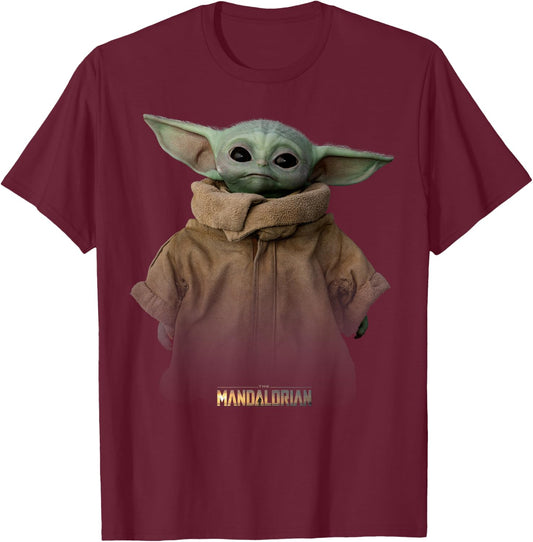 Star Wars The Mandalorian The Child Simple Portrait T-Shirt - T-Shirt | Maroon