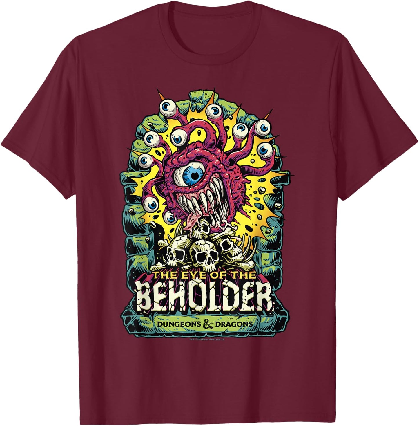 Dungeons & Dragons Eye of The Beholder Small T-Shirt - T-Shirt | Maroon