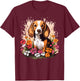 Cute Beagle Spring Flower Garden Beautiful Nature Puppy Dog T-Shirt - T-Shirt | Maroon