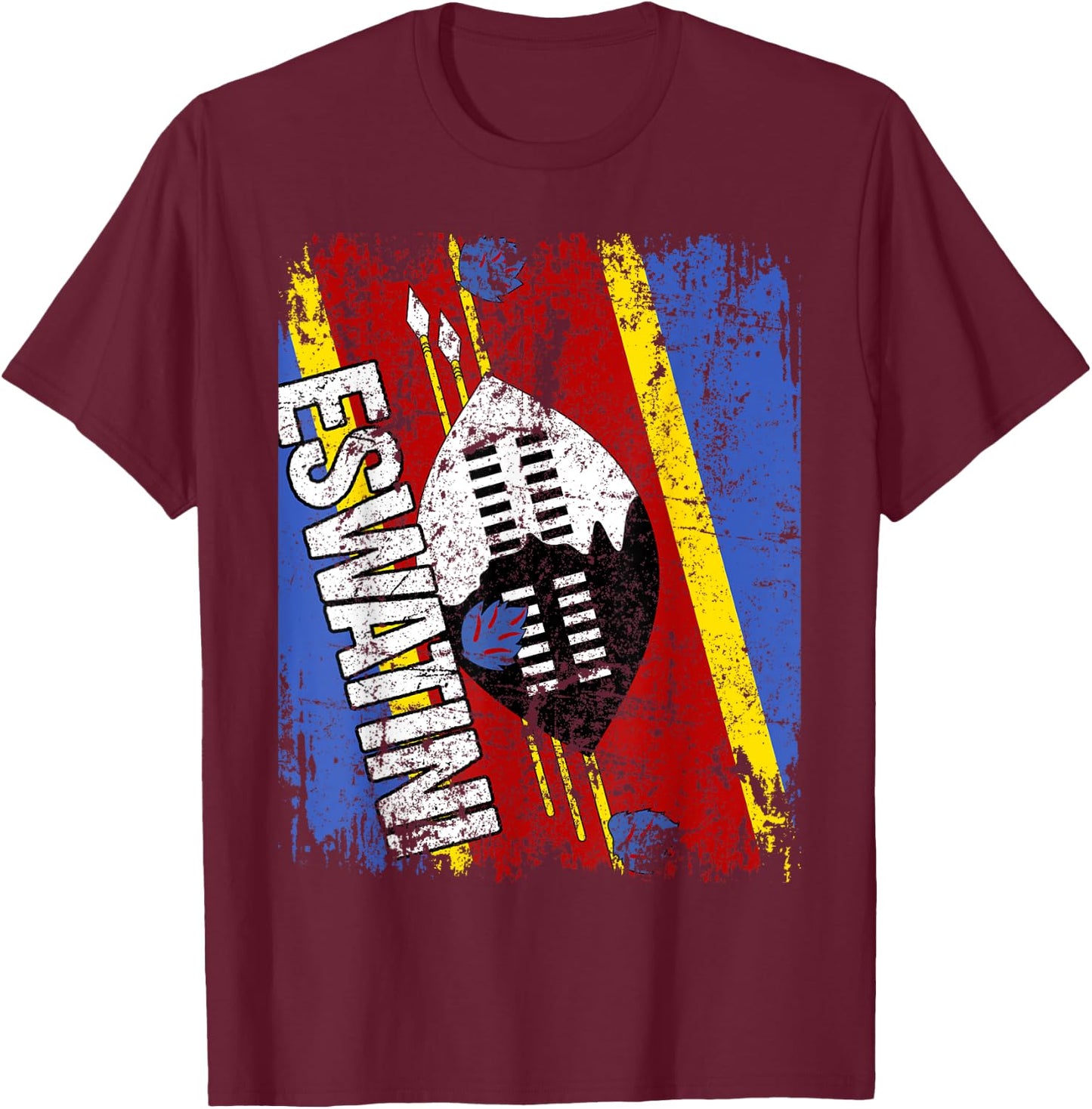 ESWATINI Flag Vintage Distressed SWAZILAND ESWATINI SWAZI T-Shirt - T-Shirt | Maroon