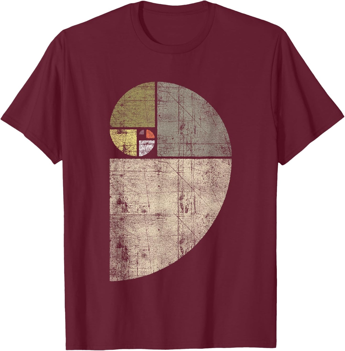 Fibonacci Spiral Sequence/Golden Ratio/Cool Math T-Shirt - T-Shirt | Maroon