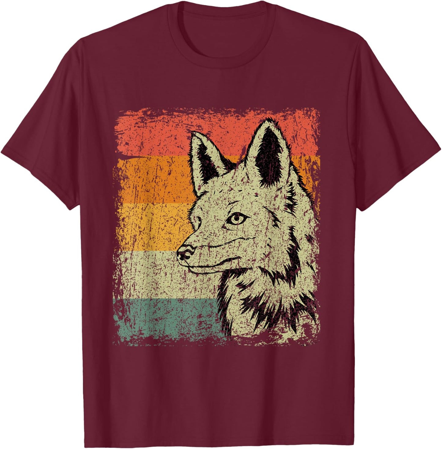 Retro Fox Gift Vintage Fox T-Shirt - T-Shirt | Maroon
