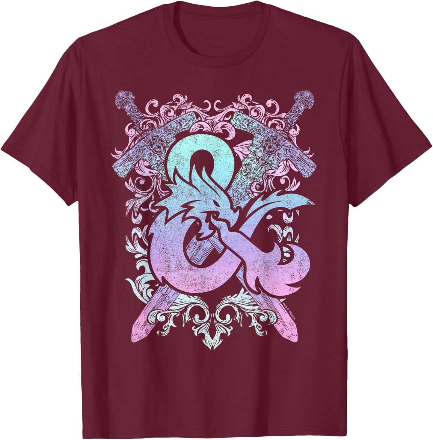 Dungeons & Dragons Ampersand Pastel Logo T-Shirt - T-Shirt | Maroon