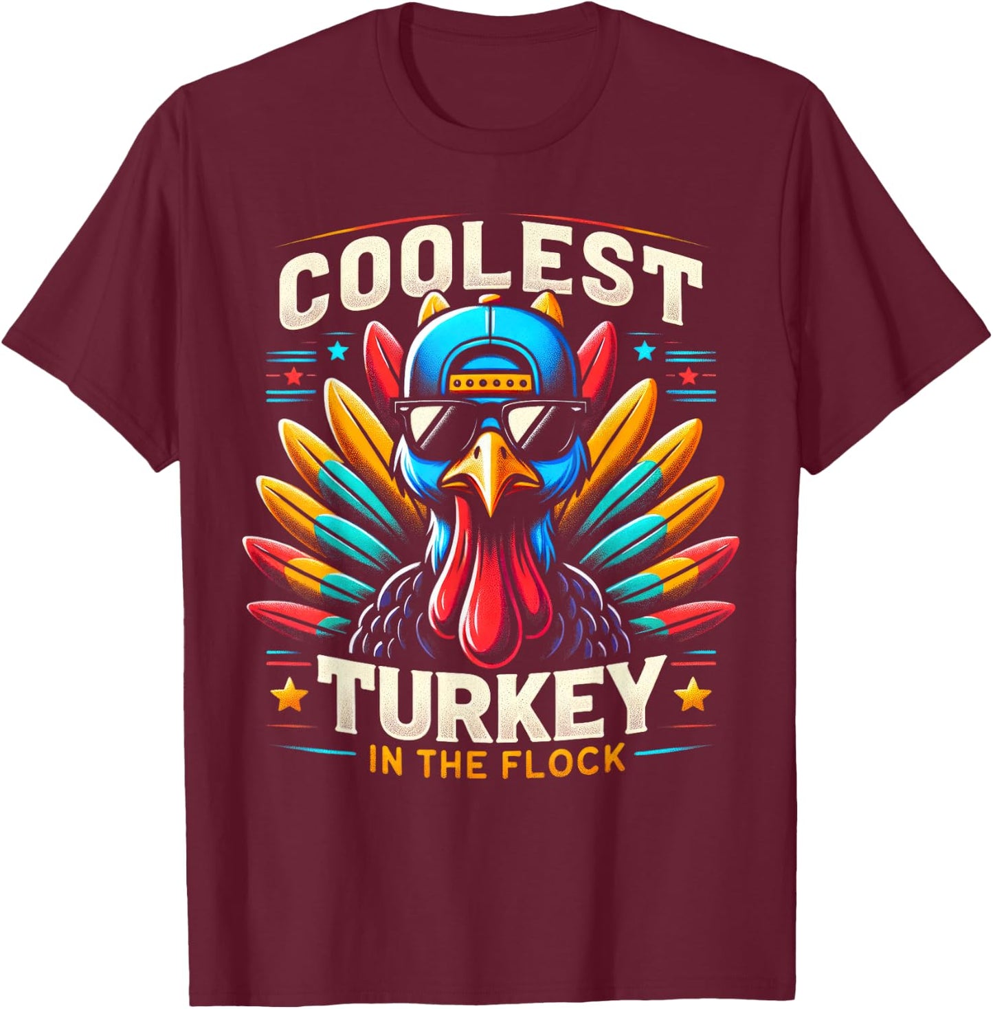 Thanksgiving Shirt For Boys Kids Toddlers Coolest Turkey T-Shirt - T-Shirt | Maroon