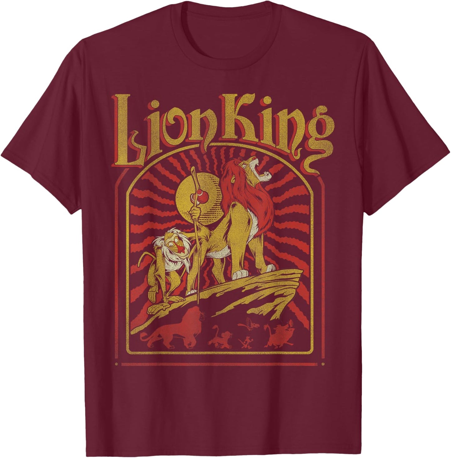 Disney The Lion King Pride Rock Sunset T-Shirt - T-Shirt | Maroon