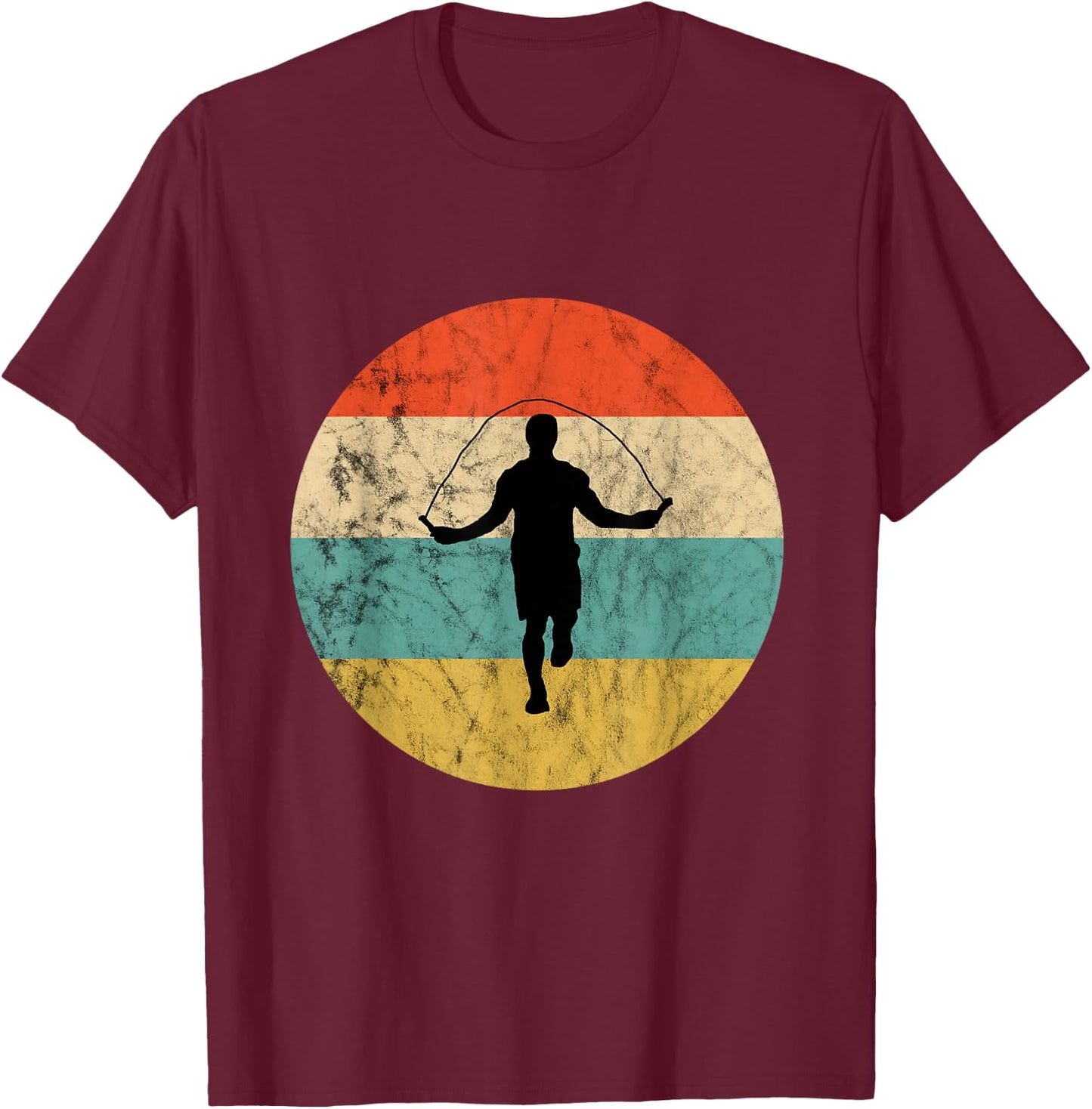 Skipping Rope Retro Vintage Sunset Rope Bouncing T-Shirt - T-Shirt | Maroon