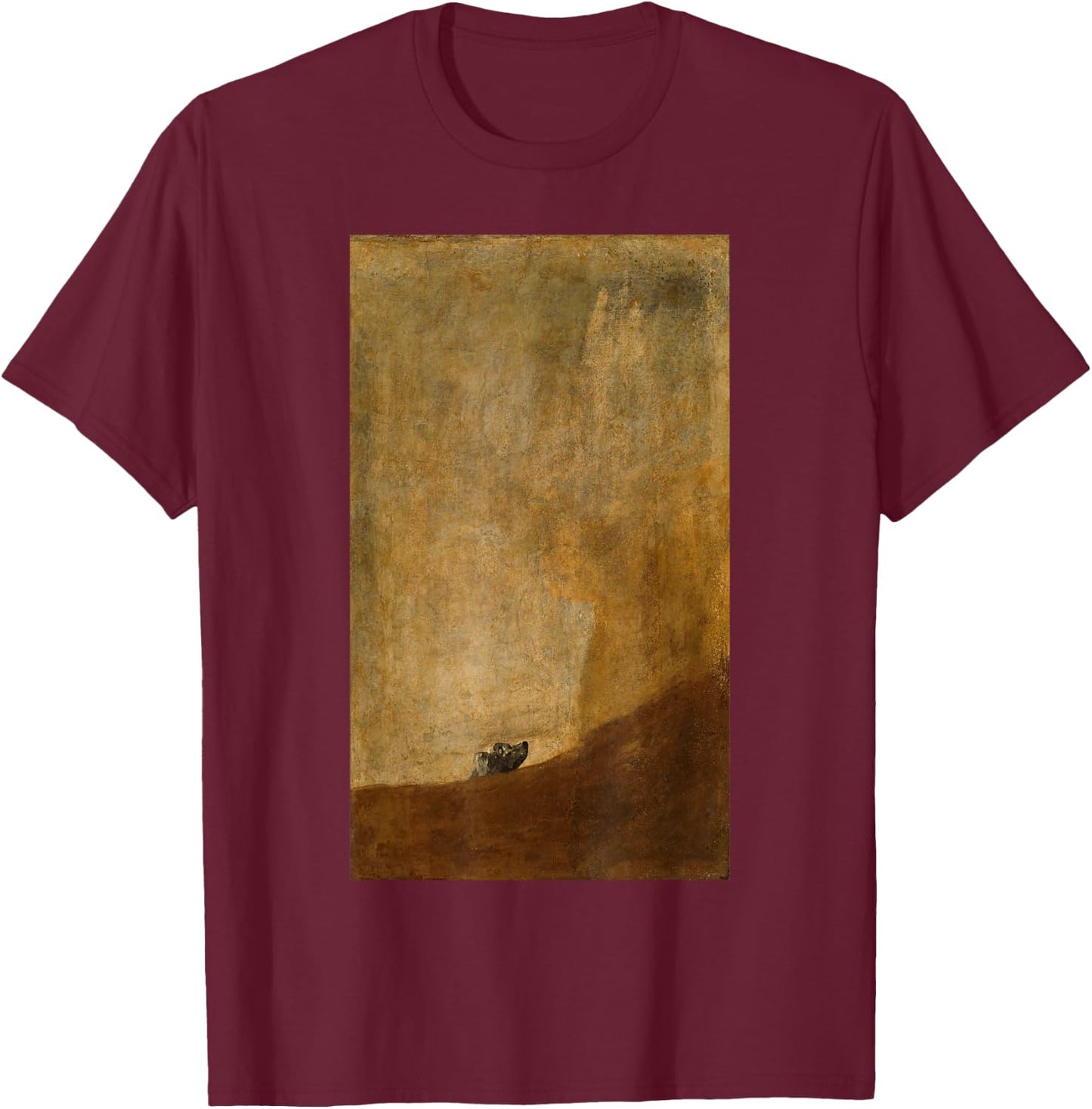 Francisco Goya Dog Painting Men Women T-Shirt - T-Shirt | Maroon