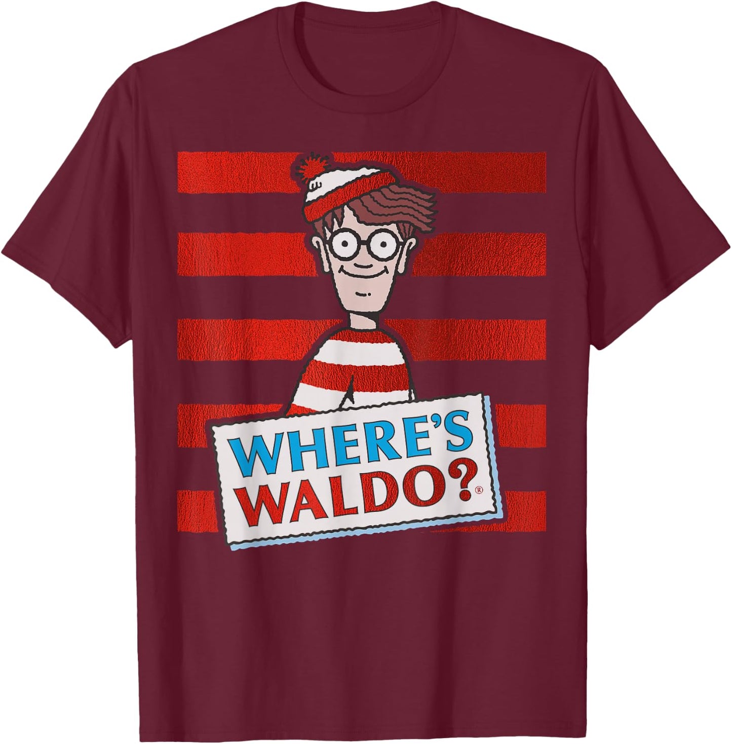 Where's Waldo Waldo Stripes T-Shirt - T-Shirt | Maroon