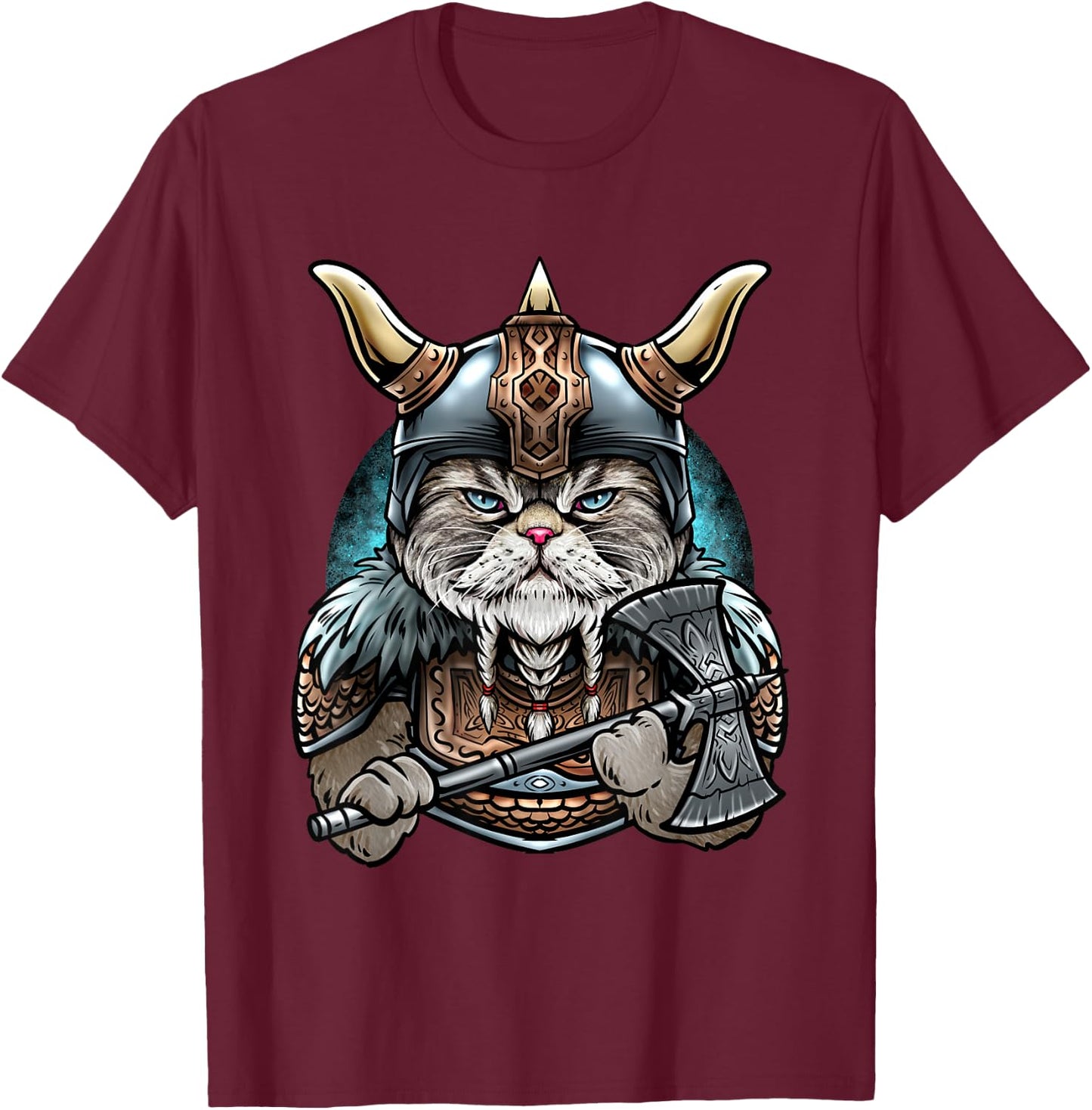 Viking Cat T-Shirt - T-Shirt | Maroon