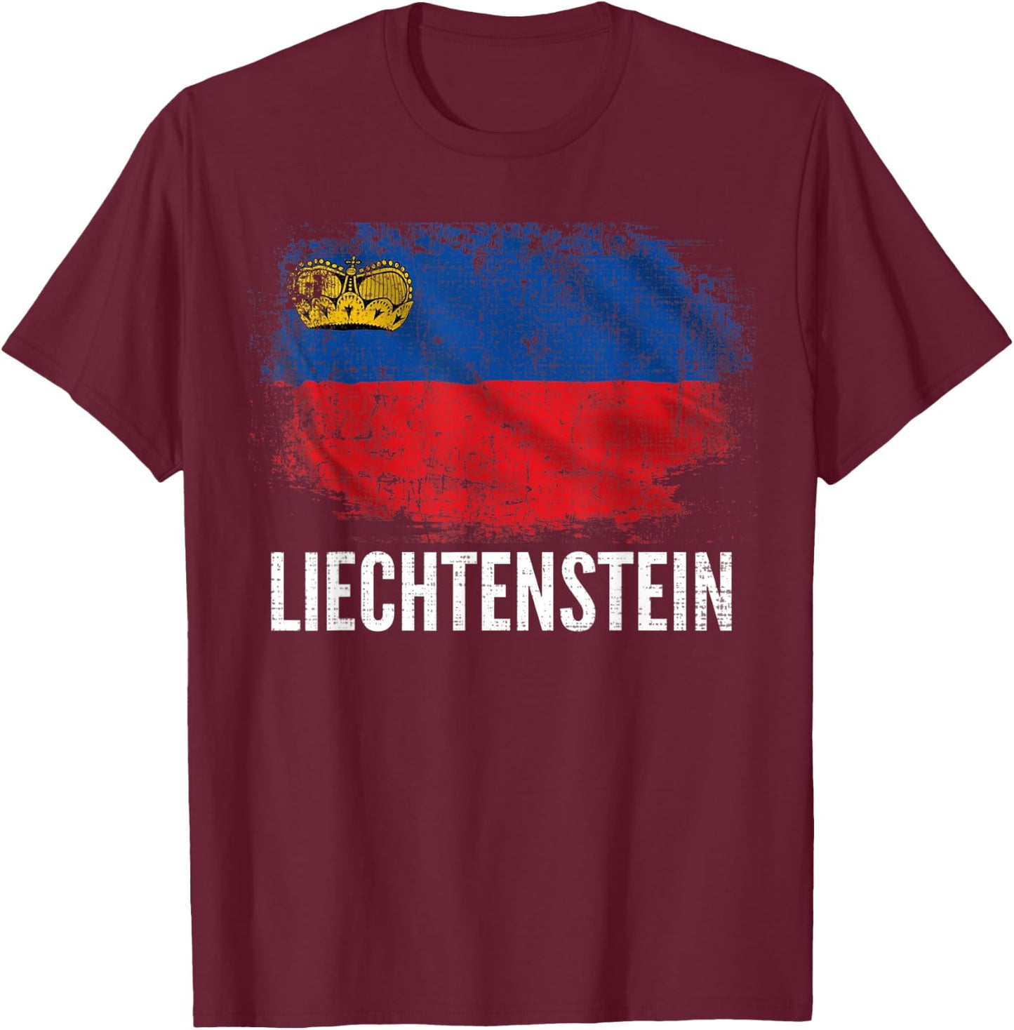 Vintage Liechtenstein Flag Gift T-Shirt - T-Shirt | Maroon
