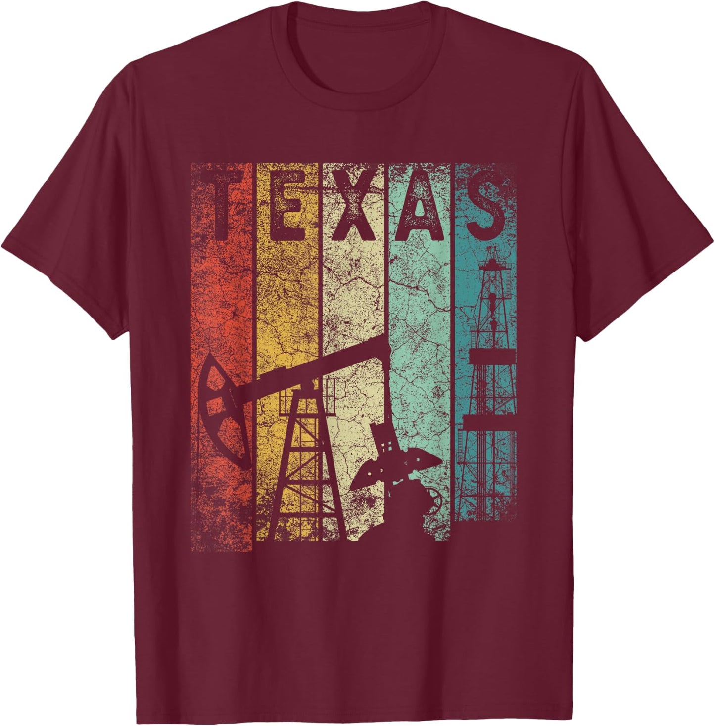 Texas Oil Rig Oilfield Industry For Oilman Oilwoman Men Gift T-Shirt - T-Shirt | Maroon