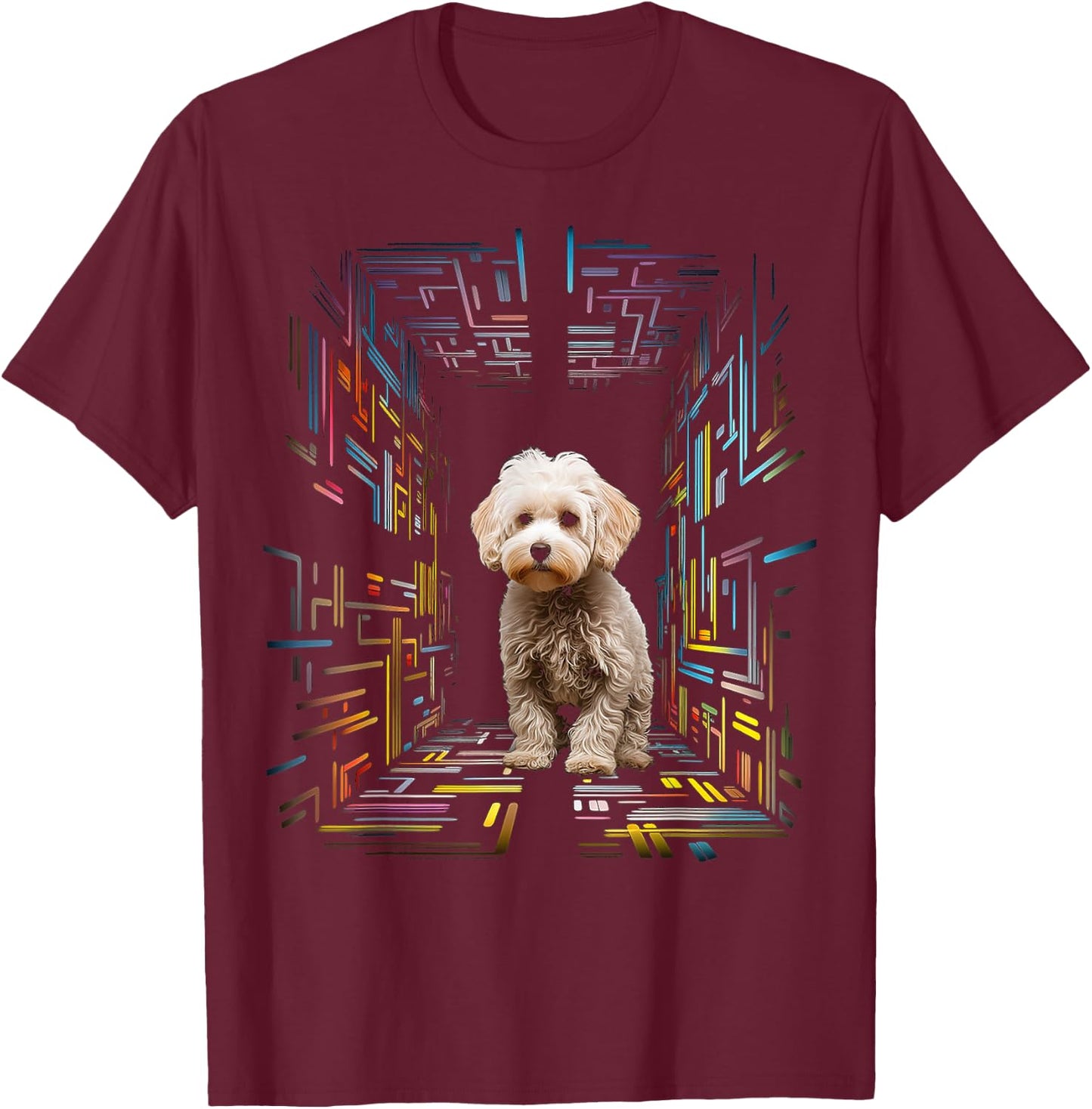 Poodle Dog Colorful Mandala Animal Pet Art Graphic Poodle T-Shirt - T-Shirt | Maroon