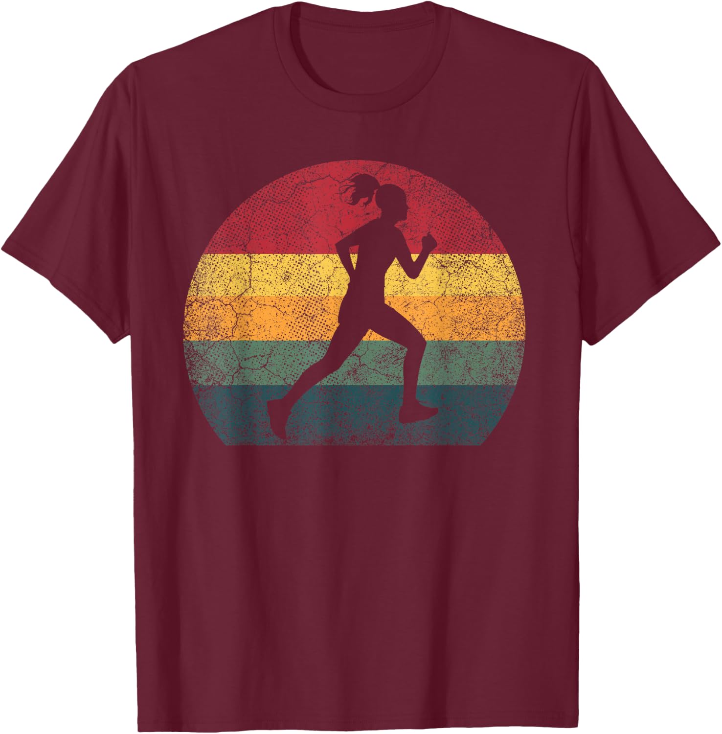 Runner Running Exercise Vintage Retro Style Girl Women Gift T-Shirt - T-Shirt | Maroon
