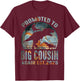 Promoted To Big Cousin Again Est 2025 Dinosaur T-Shirt - T-Shirt | Maroon