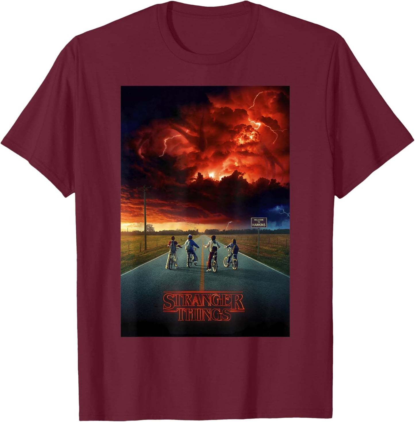 Stranger Things Demogorgon Cloud Poster T-Shirt - T-Shirt | Maroon