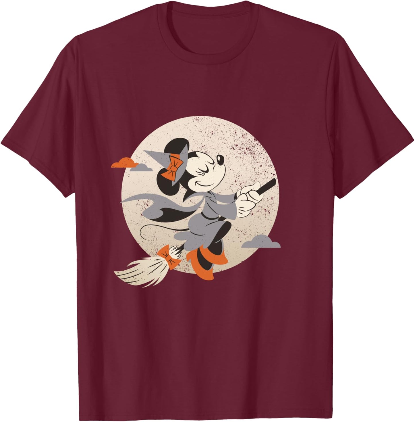 Disney Minnie Mouse Flying Witch Costume Halloween T-Shirt - T-Shirt | Maroon