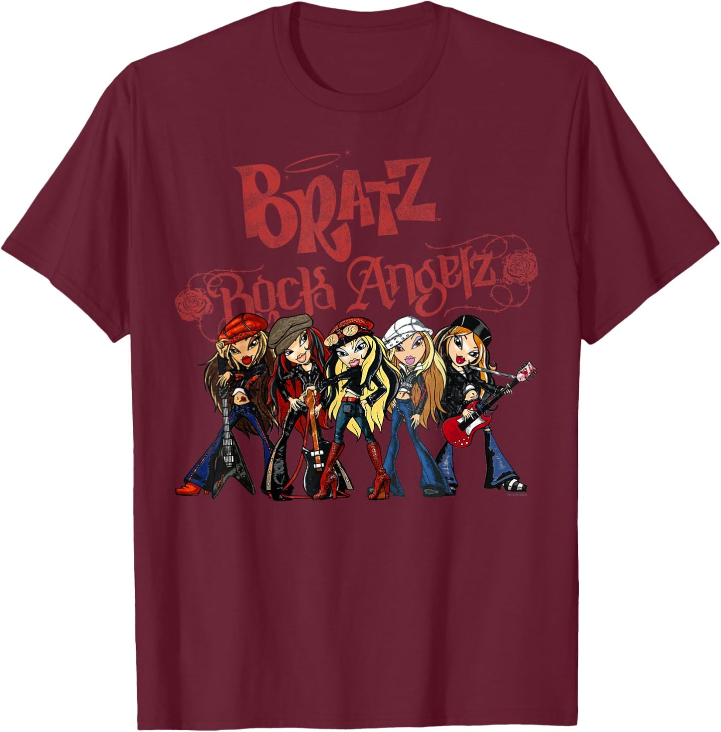 Bratz Rock Angelz Group Shot T-Shirt - T-Shirt | Maroon