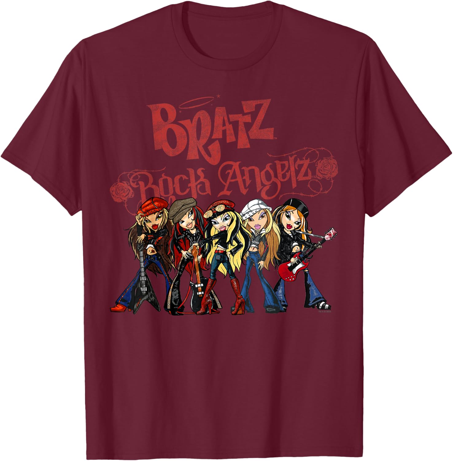 Bratz Rock Angelz Group Shot T-Shirt - T-Shirt | Maroon