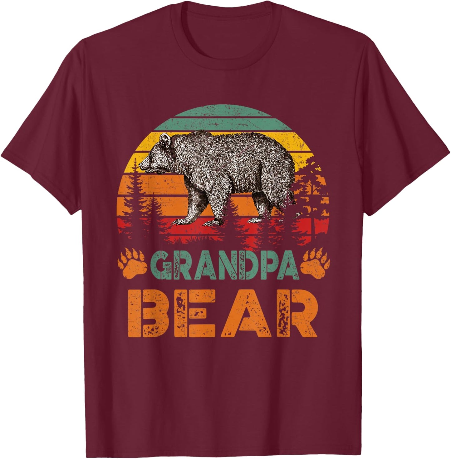 Vintage Grandpa Bear Funny Fathers Day T-Shirt - T-Shirt | Maroon