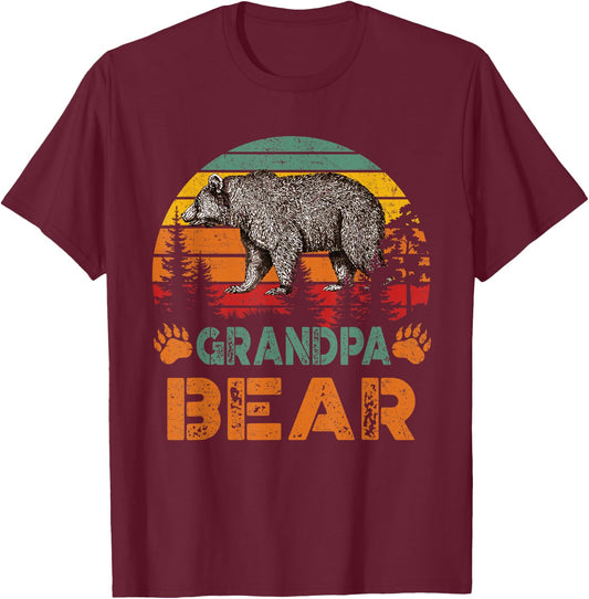 Vintage Grandpa Bear Funny Fathers Day T-Shirt - T-Shirt | Maroon