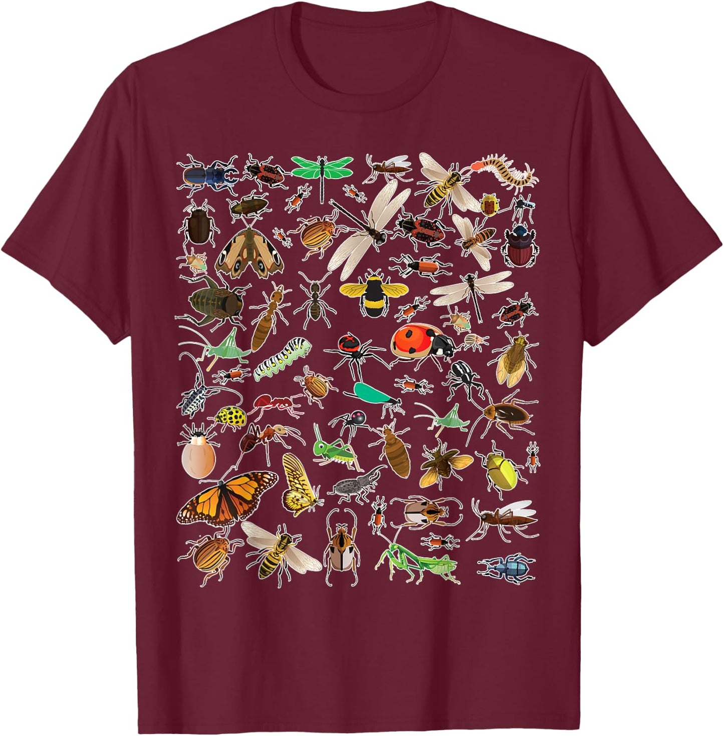Cool Lots Of Bugs | Funny Insect Lover Entomologist Boy Gift T-Shirt - T-Shirt | Maroon