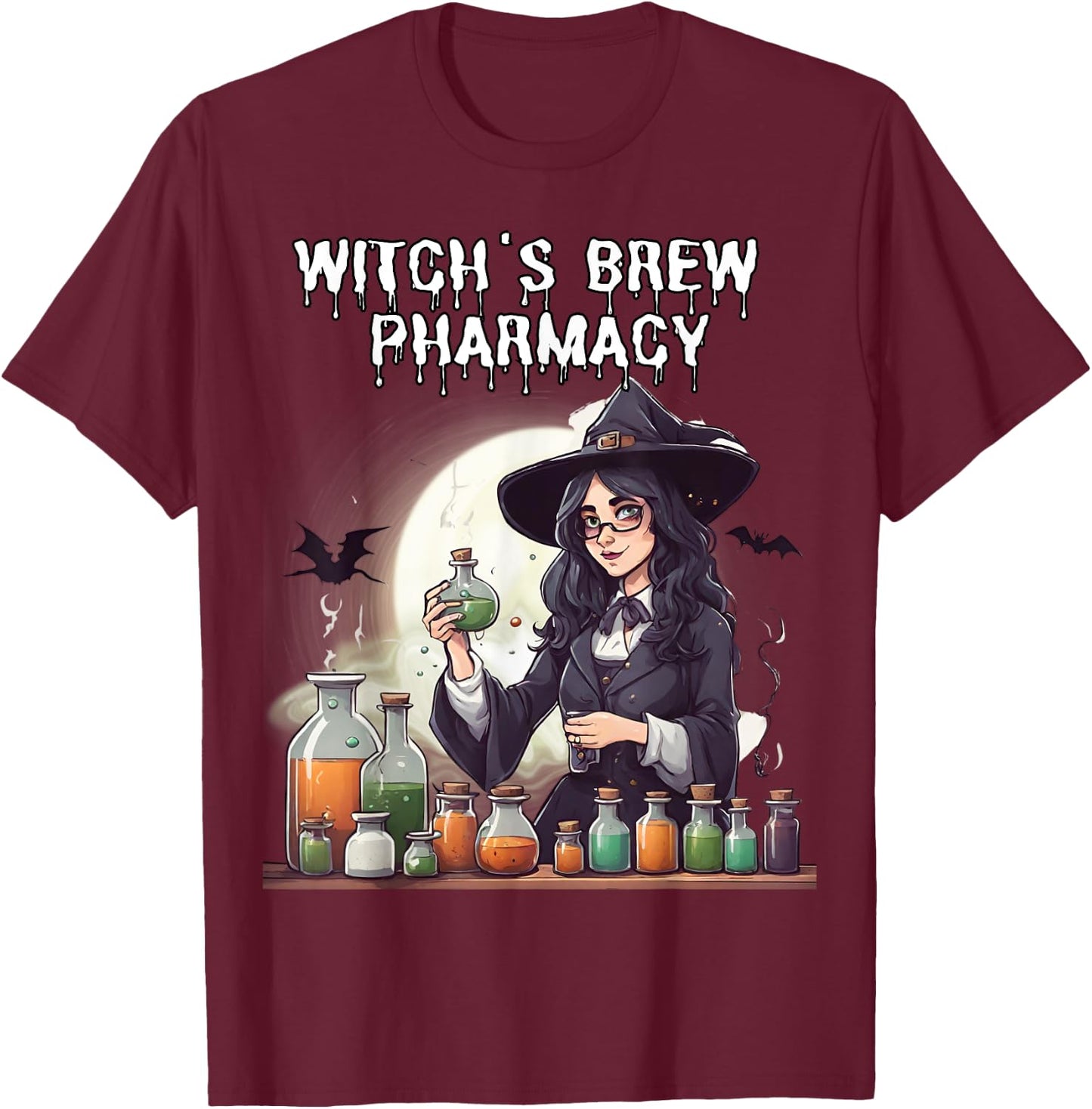 Witch's Brew Pharmacy Wizard Pharmacist Halloween costume T-Shirt - T-Shirt | Maroon