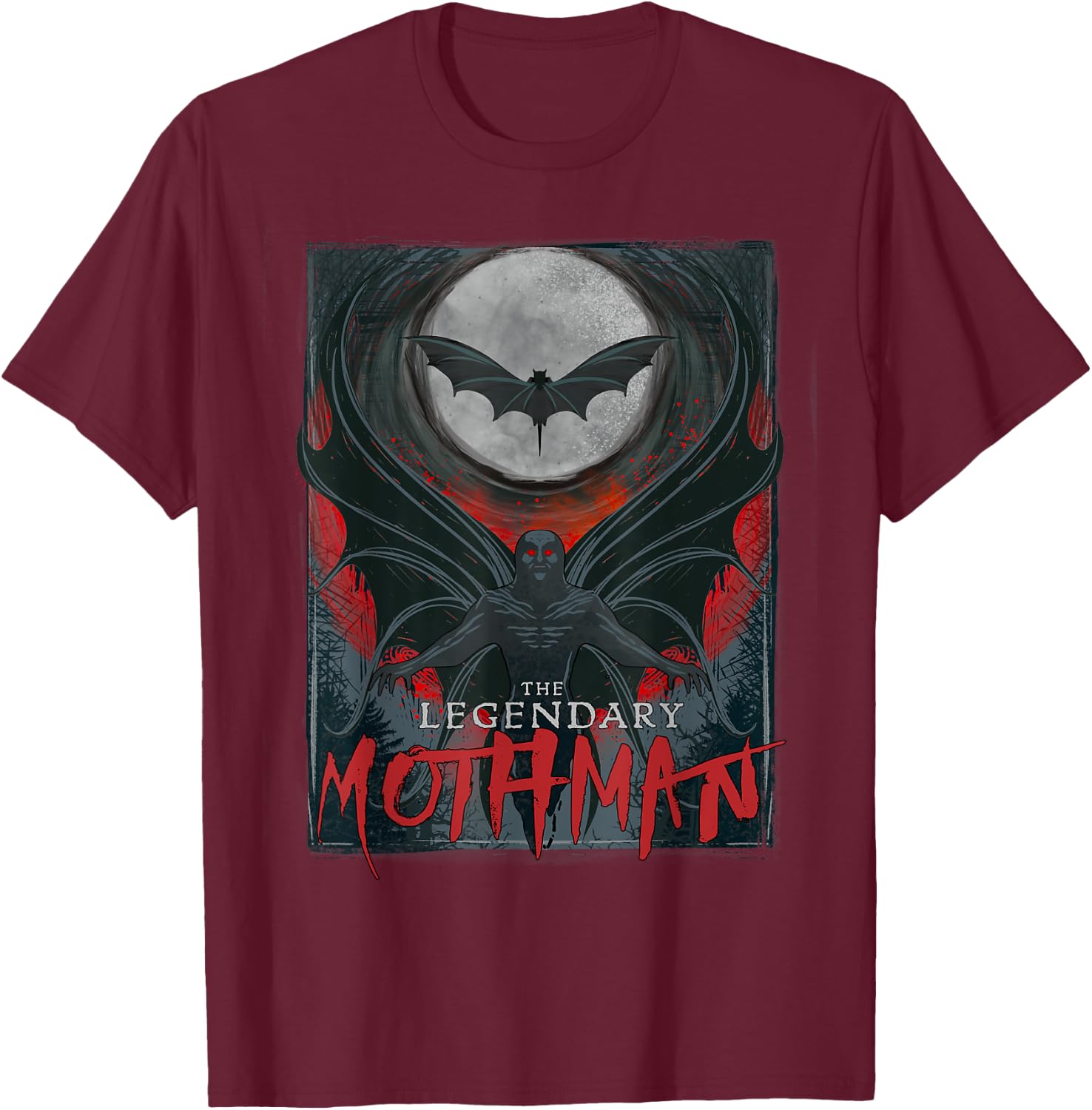 Mothman Legend, Cryptozoology, Cryptids Fun Cult Movie T-Shirt - T-Shirt | Maroon