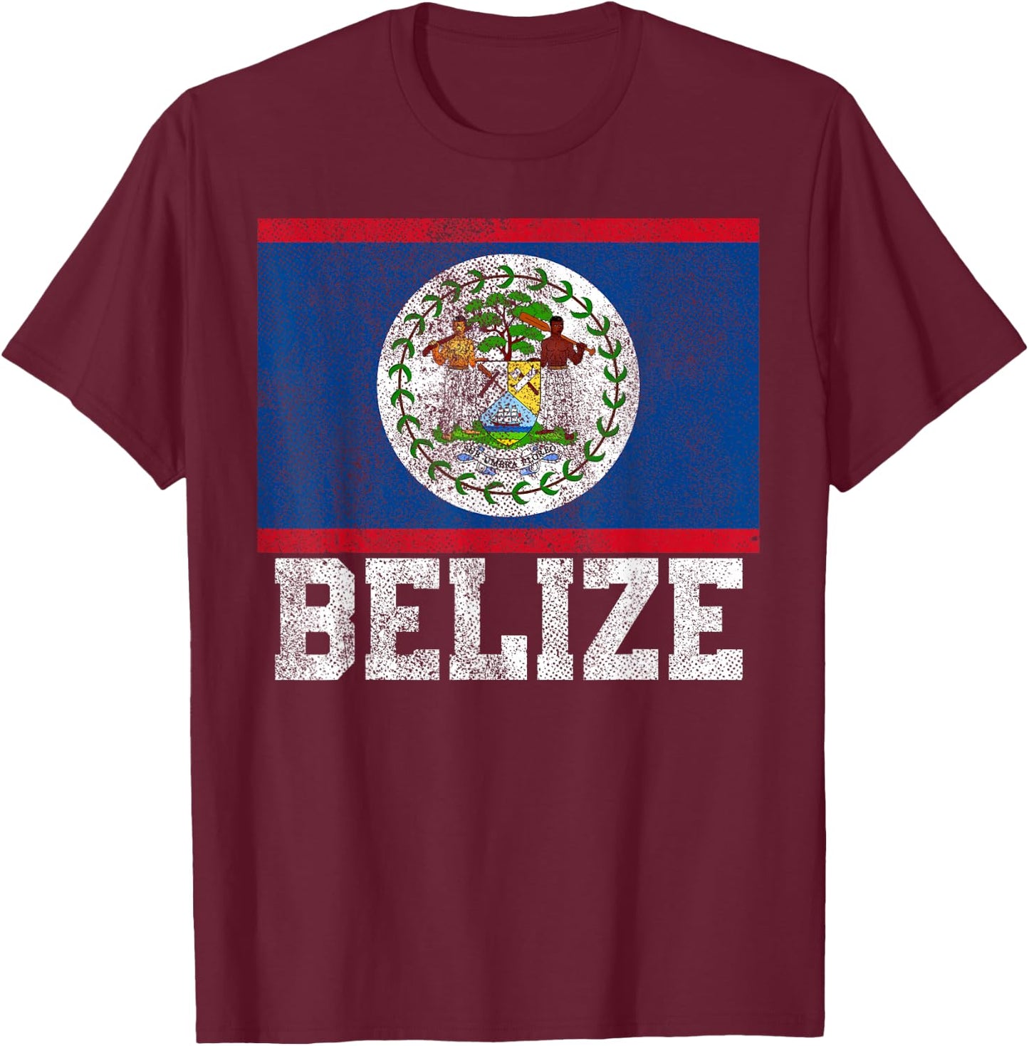 Belize Flag National Pride Roots Country Nation Souvenir T-Shirt - T-Shirt | Maroon