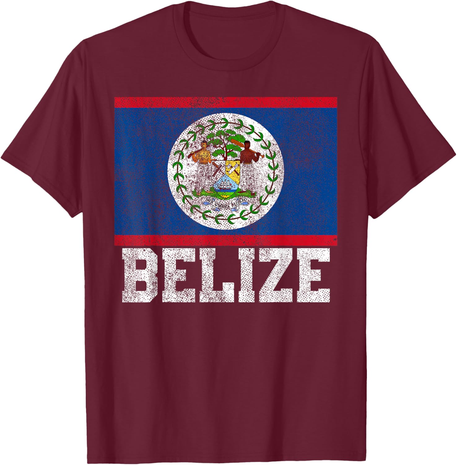 Belize Flag National Pride Roots Country Nation Souvenir T-Shirt - T-Shirt | Maroon