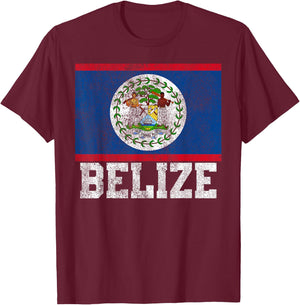 Belize Flag National Pride Roots Country Nation Souvenir T-Shirt - T-Shirt | Maroon