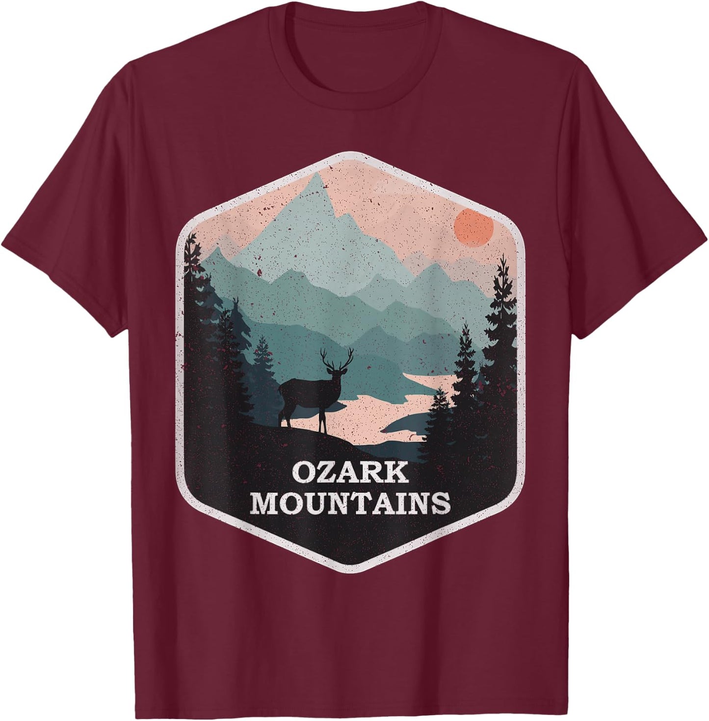 Ozark Mountains Vintage Arkansas AR Hiking Mountains Nature T-Shirt - T-Shirt | Maroon